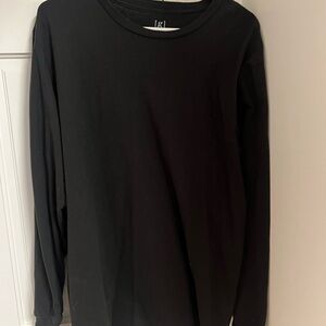 oversized long-sleeve shirt, solid black, XL